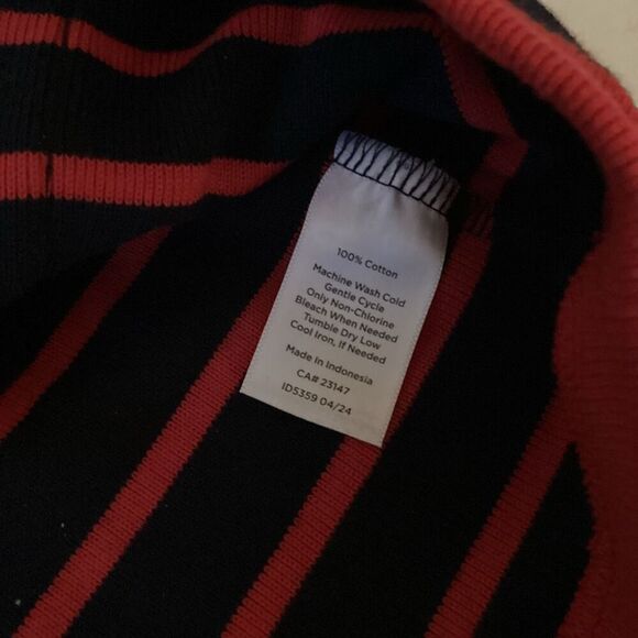 Talbots Plus Patch Pocket Cardigan Sz 3X Delfina Stripe Navy Red - Picture 6 of 9